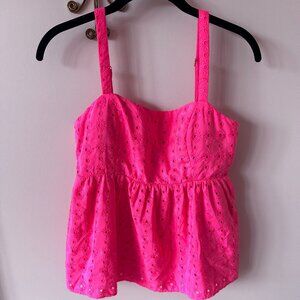 Lilly Pulitzer Pink Eyelet Tank Top with Tied Back Size 2